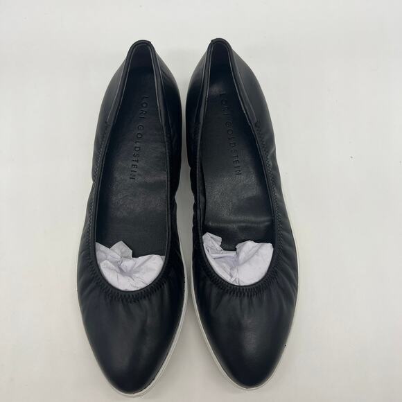 Lori Goldstein Collection Slip On Size 8 M Leather Flat with Elastic Black - Picture 1 of 10